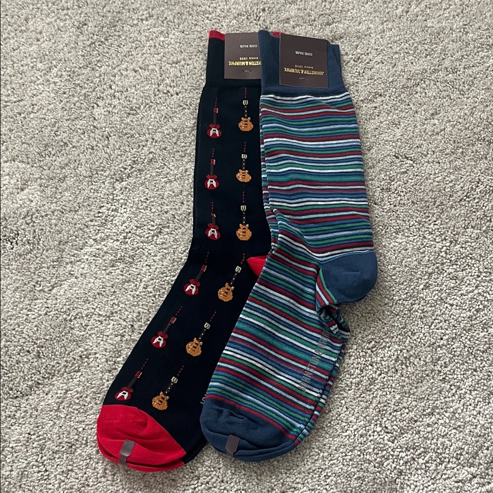 Johnston & Murphy Men's Guitar and Striped Socks - Red, Blue, Black